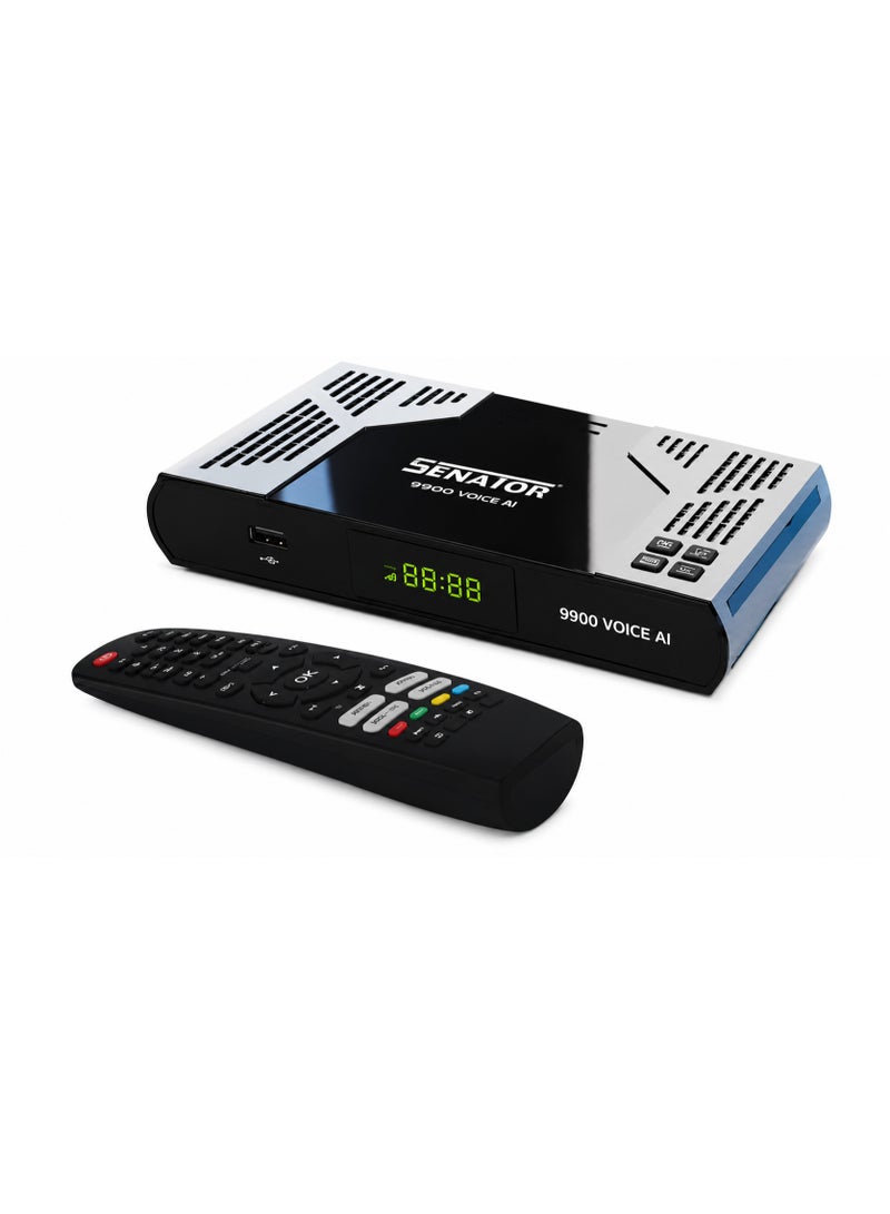 Senator 9900 Voice AI Satellite Receiver Full HD 1080p Built-in WiFi, 2GB DDR RAM, 9 Years Server Support, Processor 2517D, DVB-S2 Compatible,Receiver Black - Image 1