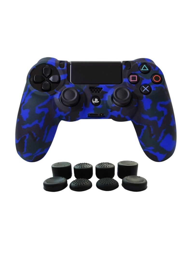 كينسو غطاء سيليكون جل واقي لجهاز التحكم، متوافق مع جهاز التحكم Sony Playstation 4 PS4/PS4 Slim/PS4 Pro (غطاء مموه لجهاز تحكم واحد مع 8 قطع مقابض إبهام FPS Pro). - Image 1