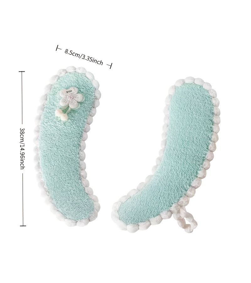 Floral Coral Fleece Toilet Seat Cushions 2 Pack Pink Ball White Trim - Image 5