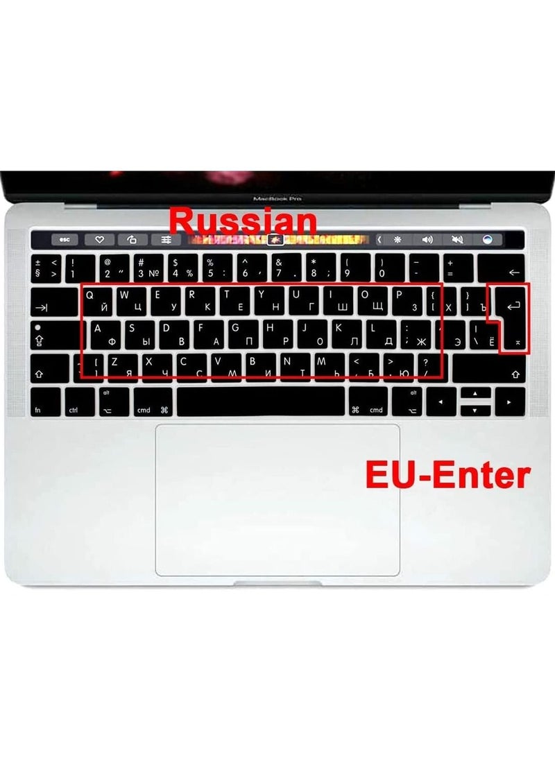 AMM UK Layout Russian English Silicone Skin Keyboard Protector for MacBook Pro with Touch Bar 13/15 Inch Model A1706/A1707/A1989/A1990/A2159 Release 2016/2017/2018/2019 Black  - Image 3