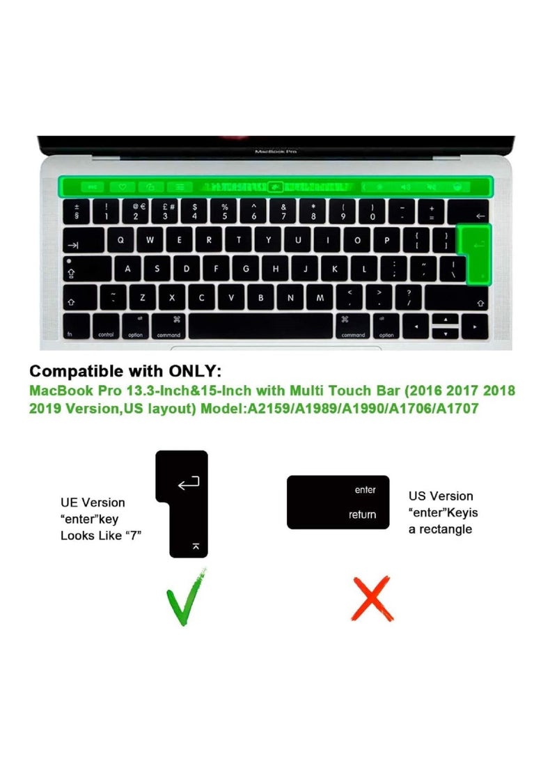 AMM UK Layout Russian English Silicone Skin Keyboard Protector for MacBook Pro with Touch Bar 13/15 Inch Model A1706/A1707/A1989/A1990/A2159 Release 2016/2017/2018/2019 Black  - Image 2