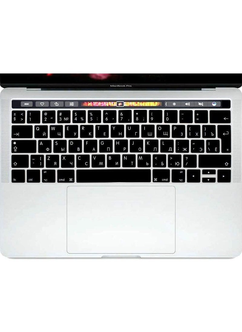 AMM UK Layout Russian English Silicone Skin Keyboard Protector for MacBook Pro with Touch Bar 13/15 Inch Model A1706/A1707/A1989/A1990/A2159 Release 2016/2017/2018/2019 Black  - Image 4