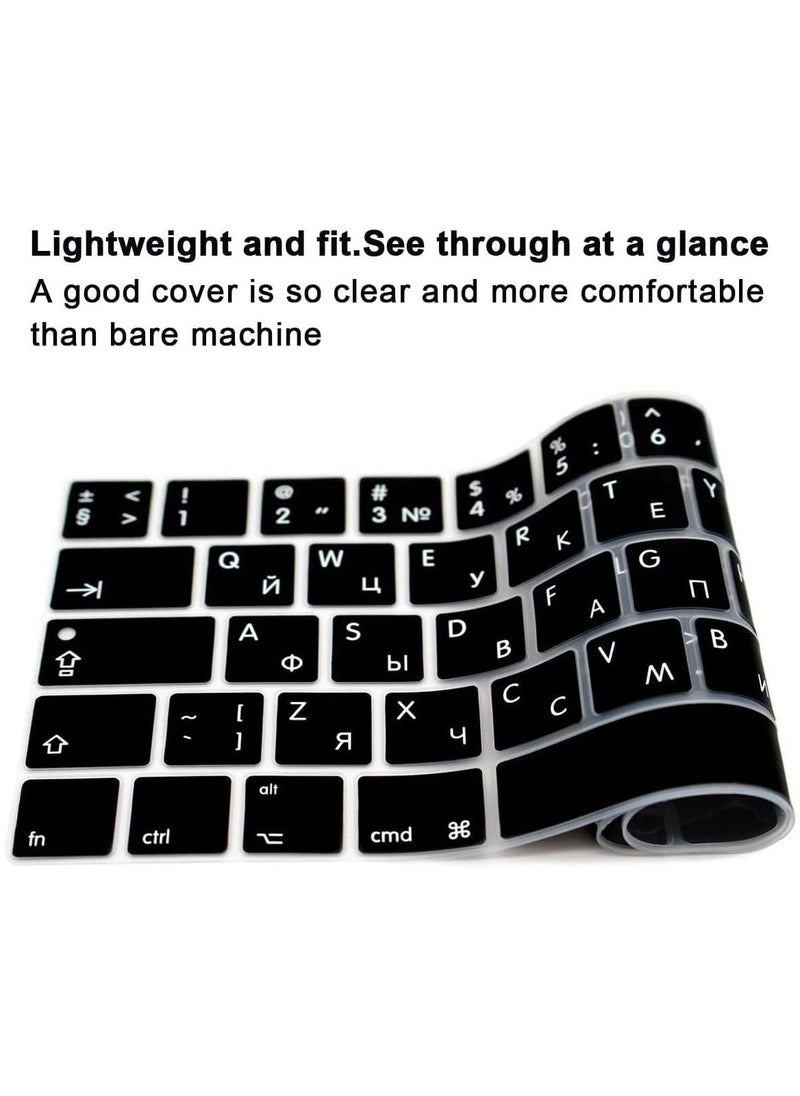 AMM UK Layout Russian English Silicone Skin Keyboard Protector for MacBook Pro with Touch Bar 13/15 Inch Model A1706/A1707/A1989/A1990/A2159 Release 2016/2017/2018/2019 Black  - Image 5
