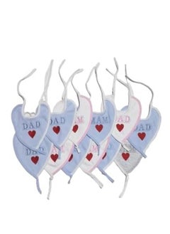 Generic Premium Cotton Embroidered Heart Baby Bibs - 12 Pack Available in Assorted Colors Perfect for everyday use and providing comfort and style for both boys and girls!  - Image 1