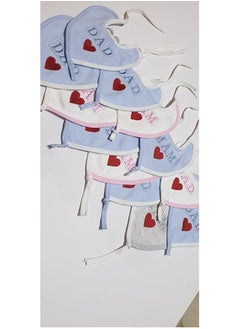 Generic Premium Cotton Embroidered Heart Baby Bibs - 12 Pack Available in Assorted Colors Perfect for everyday use and providing comfort and style for both boys and girls!  - Image 5