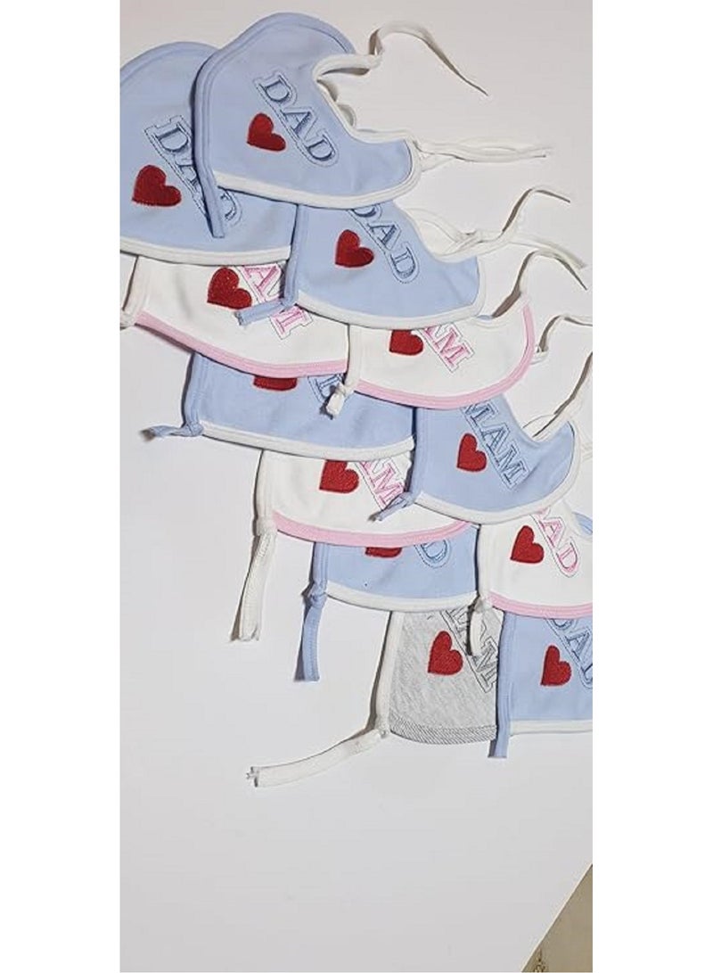 Premium Cotton Embroidered Heart Baby Bibs - 12 Pack Available in Assorted Colors Perfect for everyday use and providing comfort and style for both boys and girls! - Image 5