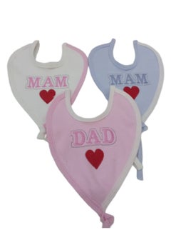 Generic Premium Cotton Embroidered Heart Baby Bibs - 12 Pack Available in Assorted Colors Perfect for everyday use and providing comfort and style for both boys and girls!  - Image 3