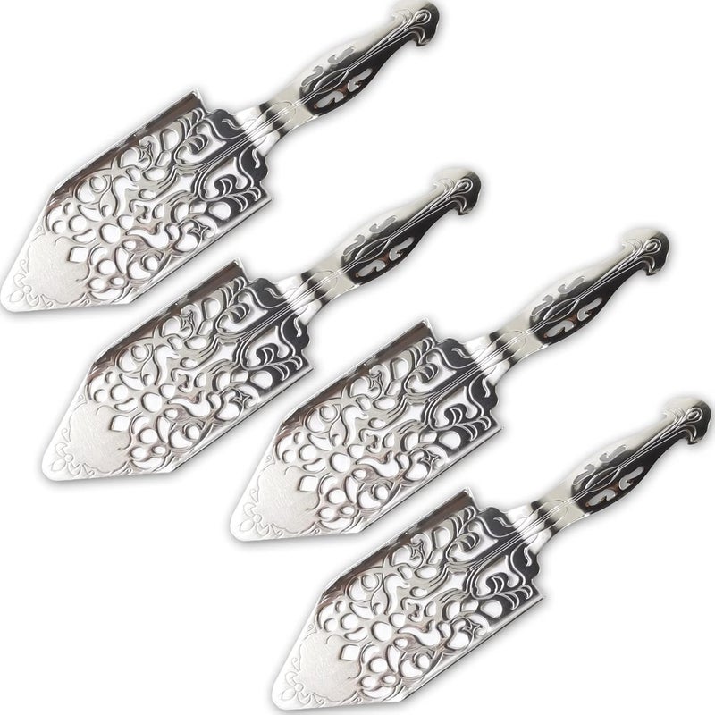 NSBELL 4PCS Stainless Steel Absinthe Spoons Vintage Wormwood Cocktail Bar Glass Cup Drinking Filter Hollowed Out Absinthe Fountain Spoon Dripper (4) - Image 1