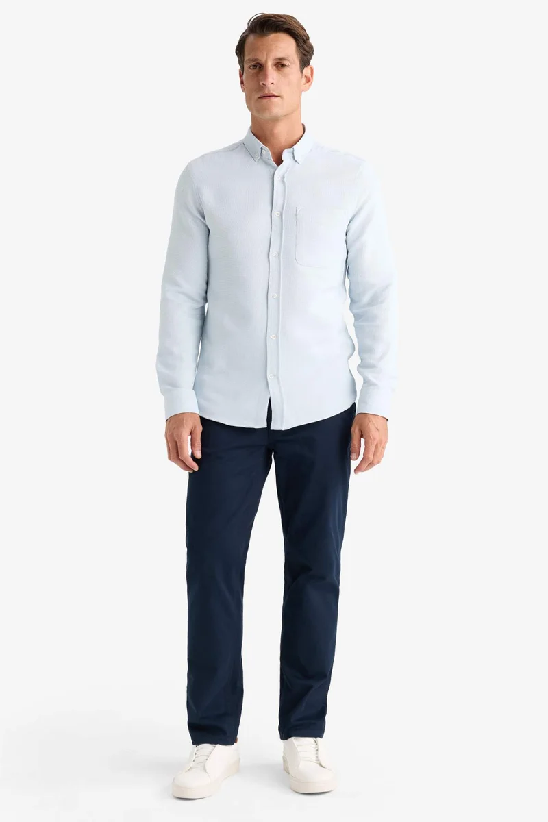 DeFacto Slim Fit Polo Shirt Long Sleeve Shirt