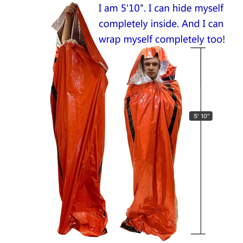 Leberna Portable Emergency Blanket & Bivvy Sack Thermal Sleeping Bag - 2 Pack - Image 3