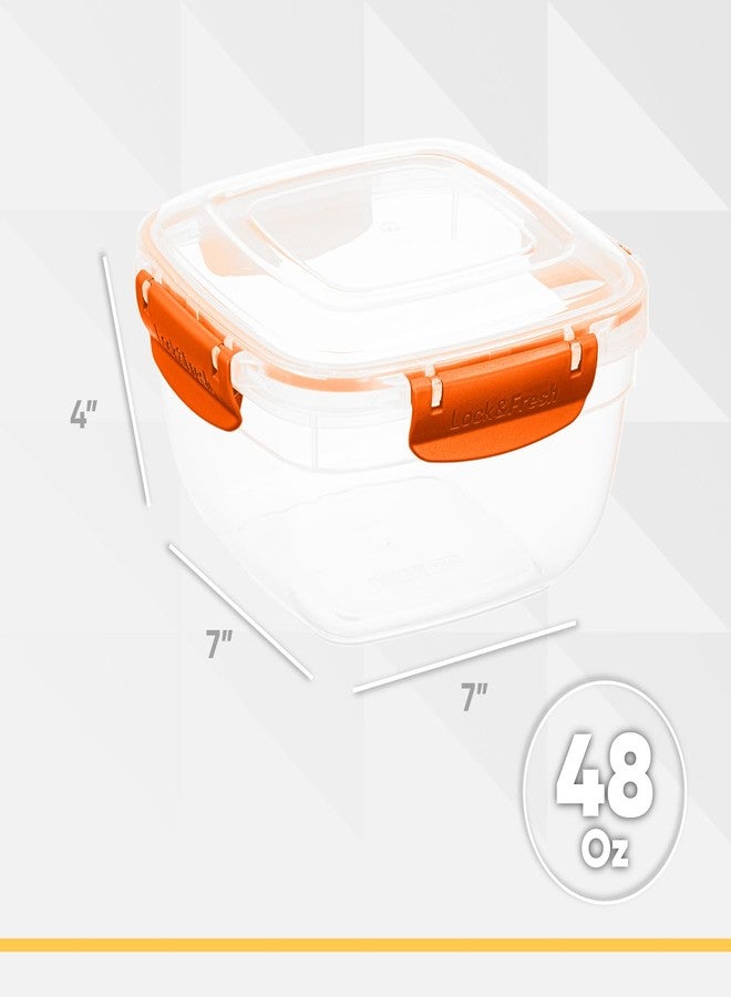 سوبريو علبة تخزين طعام بلاستيكية من سوبريو بغطاء محكم الإغلاق - 48 أونصة، خالية من مادة BPA، مانعة للتسرب، قابلة للتكديس، آمنة للاستخدام في الميكروويف وغسالة الصحون والفريزر، برتقالية اللون - Image 2