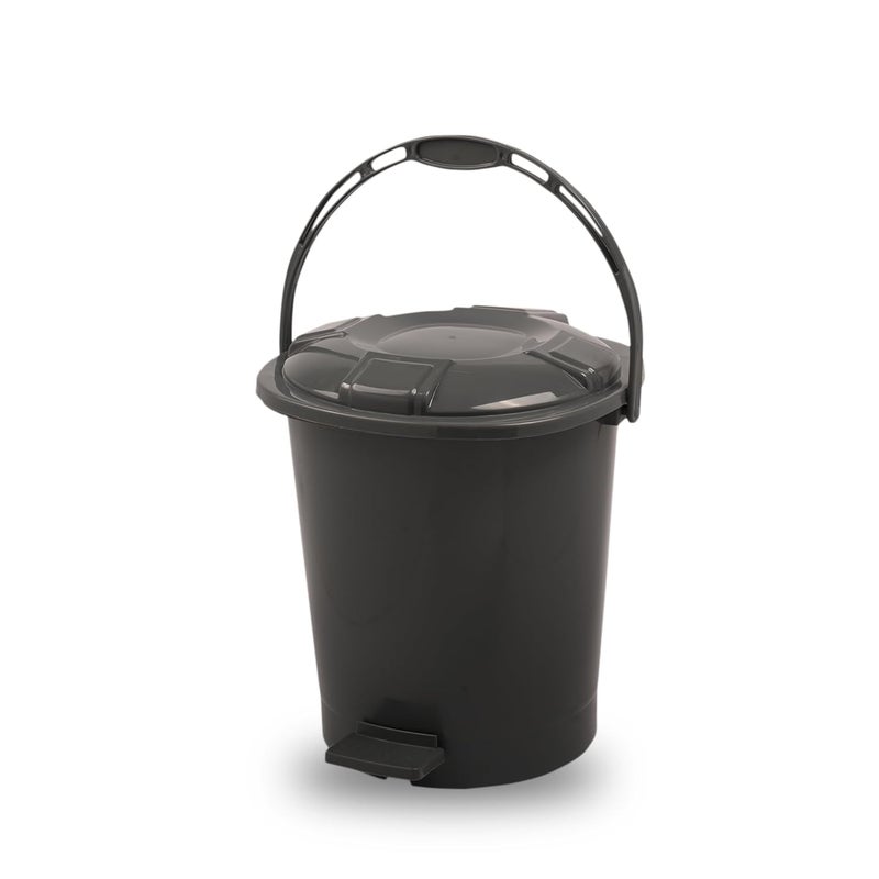 Kuber Industries Kuber Industries Pack of 2 Pedal Dustbin 10 Liter Dustbin for Bathroom Kitchen with Lid Garbage Bin with Handle Wet Dry Waste Bin Check Dhakan Trash Can Grey Black  - Image 2