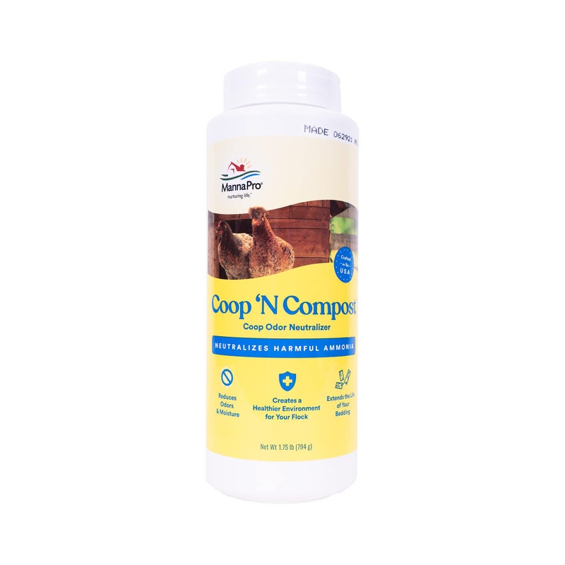 Manna Pro Coop 'N Compost, Chicken Coop Odor Neutralizer & Moisture Absorber, Poultry Bedding Deodorizer for Backyard Coops & Compost Enhancement, 1.75 lb