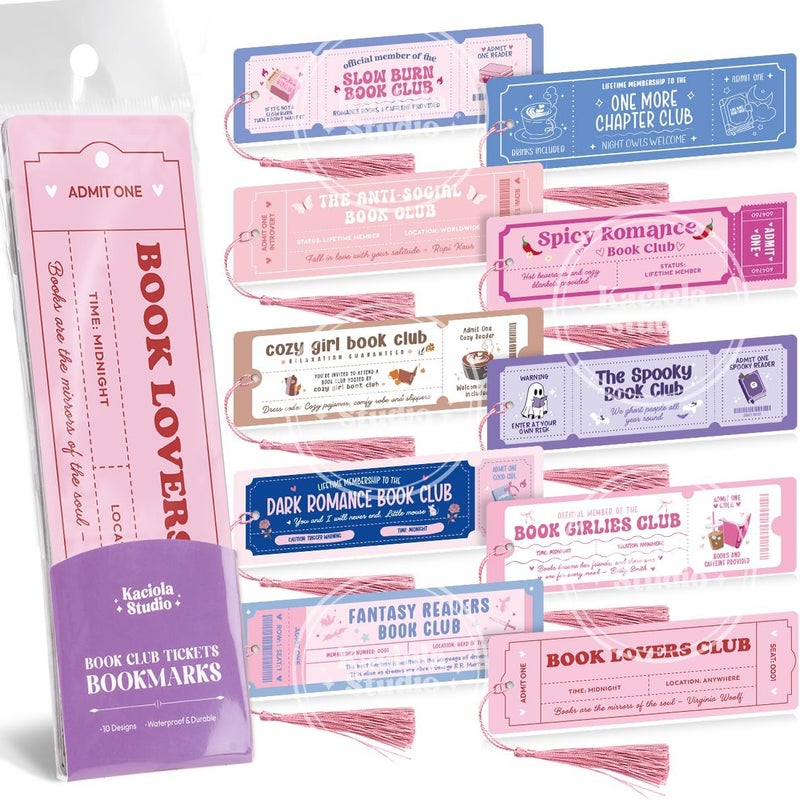 Kaciola Studio 10 PCS Book Lovers Club Bookmarks,Funny Bookmarks for Women,Double Sided Romance Booklover Gifts,Book Club Gifts for Romance Reader Friends Girls - Image 1