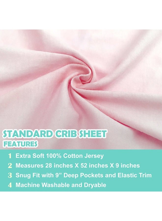 TL Care Natural Breathable 100% Cotton Jersey Knit Fitted Crib Sheet for Standard Crib and Toddler Mattresses, Pink, 28 x 52, for Girls - Image 3
