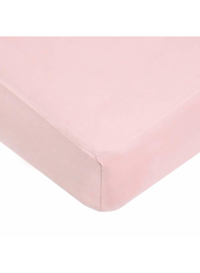 TL Care Natural Breathable 100% Cotton Jersey Knit Fitted Crib Sheet for Standard Crib and Toddler Mattresses, Pink, 28 x 52, for Girls - Image 1