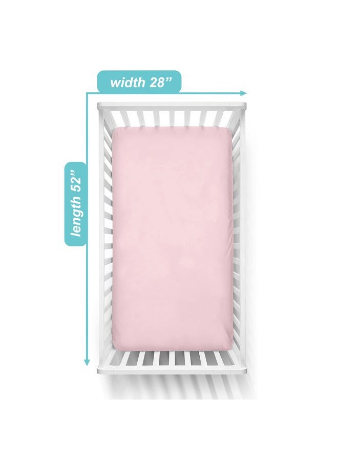 TL Care Natural Breathable 100% Cotton Jersey Knit Fitted Crib Sheet for Standard Crib and Toddler Mattresses, Pink, 28 x 52, for Girls - Image 2