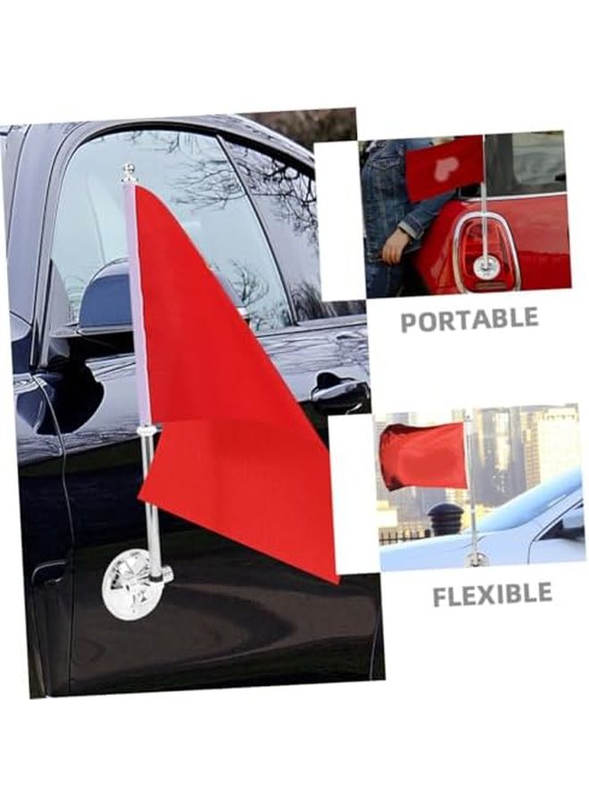 Mikinona 2 Pack Silver Car Suction Flag Pole Mount Kit Lightweight Portable Vehicle Flagpole Base - Image 4