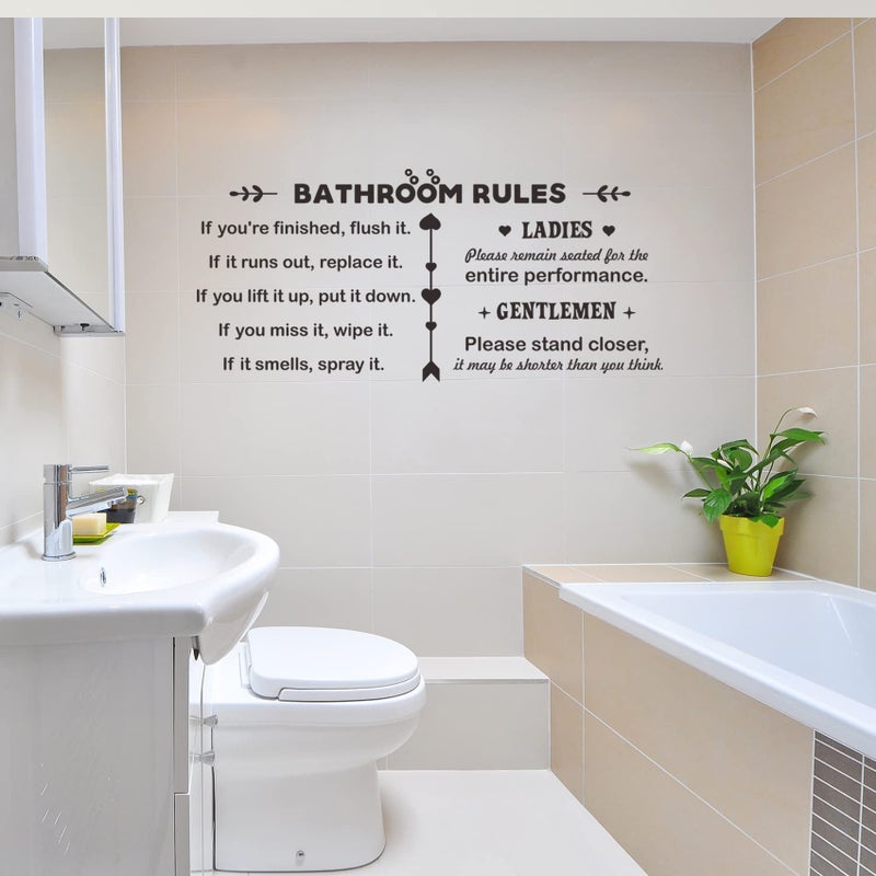 Cuayaes Bathroom Rules Sign Toilet Quotes Bathroom Wall Art Stickers Bathroom Decorations Vinyl Wall Decor for Home Farmhouse Decorations