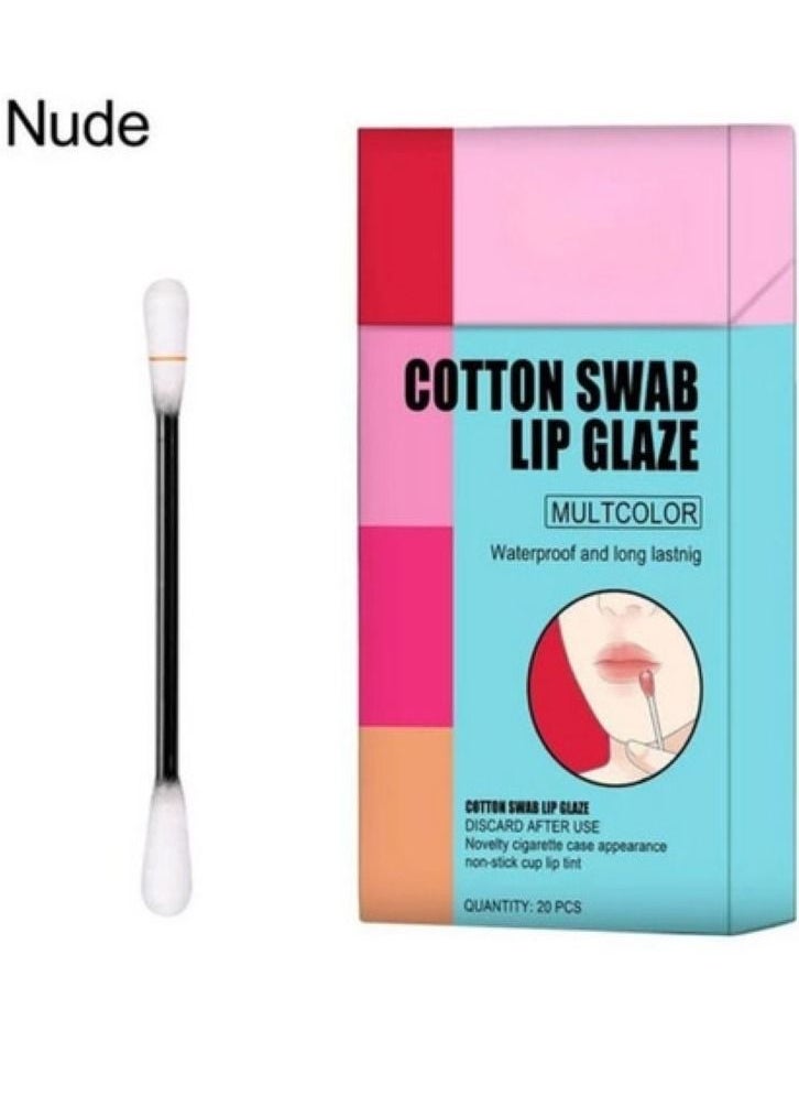 Generic - 20 Pcs Non-Stick Cotton Swab Tattoo Lipstick Nude - Image 1