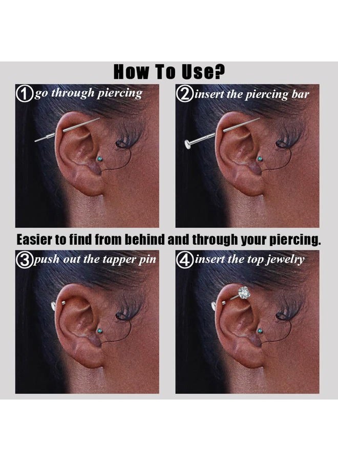 PunkTracker 14g/16g/18g ASTM F136 Titanium Piercing Taper Insertion Pin for Internal Thread Tragus/Helix/Lip/Nose/Helix/Piercing Jewelry Cartilage Earrings Labret Nose Studs Stretcher Assistant Tool - Image 2