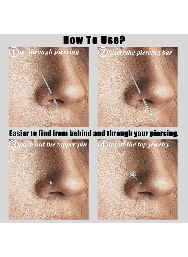 PunkTracker 14g/16g/18g ASTM F136 Titanium Piercing Taper Insertion Pin for Internal Thread Tragus/Helix/Lip/Nose/Helix/Piercing Jewelry Cartilage Earrings Labret Nose Studs Stretcher Assistant Tool - Image 3