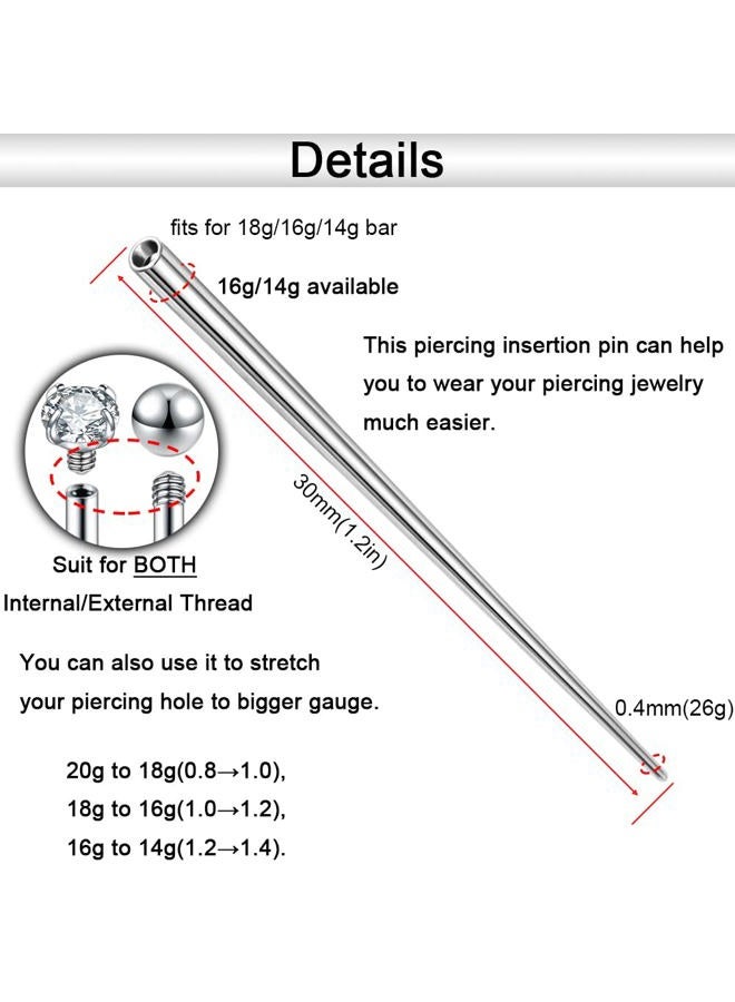 PunkTracker 14g/16g/18g ASTM F136 Titanium Piercing Taper Insertion Pin for Internal Thread Tragus/Helix/Lip/Nose/Helix/Piercing Jewelry Cartilage Earrings Labret Nose Studs Stretcher Assistant Tool - Image 4
