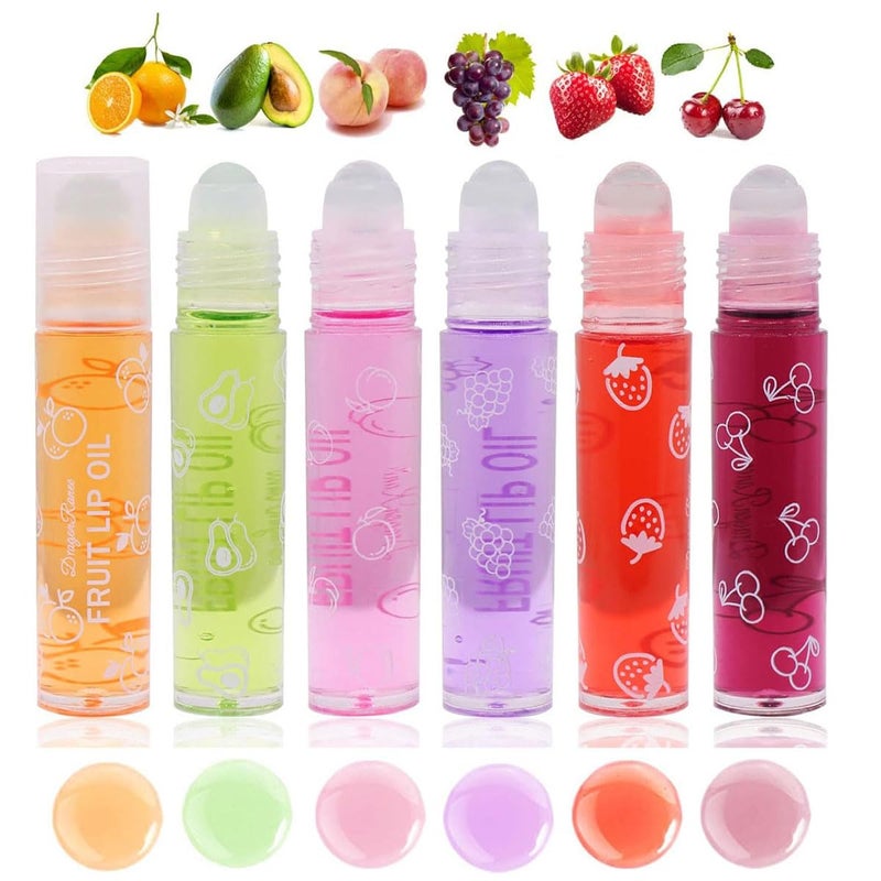Baorder 6Pcs Roll-On Lip Gloss Set,Fruit Flavored Roll On Rollerball Lip Oil,Transparent Plumping Lip Gloss for Teens and Kids,Non Toxic Lip-Makeup Set - Image 1