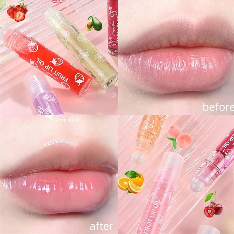 Baorder 6Pcs Roll-On Lip Gloss Set,Fruit Flavored Roll On Rollerball Lip Oil,Transparent Plumping Lip Gloss for Teens and Kids,Non Toxic Lip-Makeup Set - Image 5