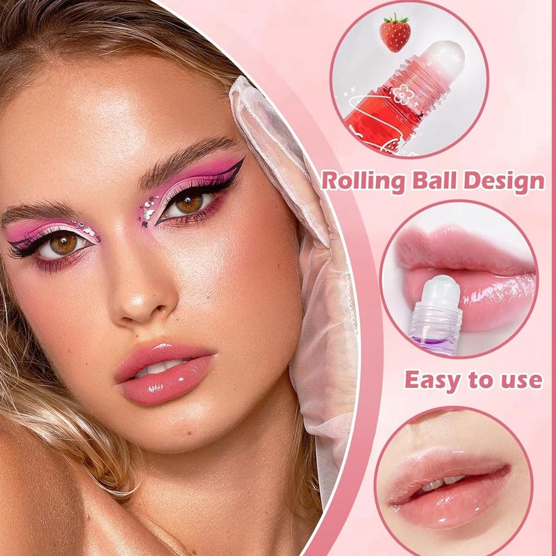 Baorder 6Pcs Roll-On Lip Gloss Set,Fruit Flavored Roll On Rollerball Lip Oil,Transparent Plumping Lip Gloss for Teens and Kids,Non Toxic Lip-Makeup Set - Image 4