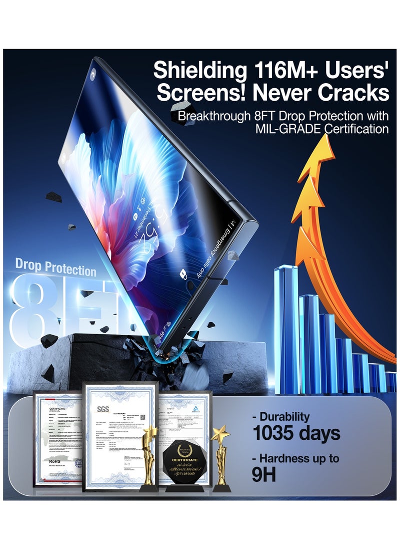 TORRAS Top-Notch Diamond Shield for Samsung Galaxy S24 Ultra Screen Protector [9H+ Durable Mil-Grade Protection] 0.04s Fingerprint Unlock Bubble Free Aerospace Grade Screen Protector S24 Ultra Tempered Glass 2 Packs 6.8 Inch  - Image 3