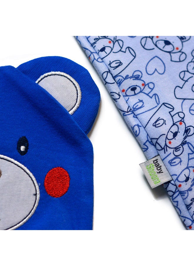 BabyShoora - Baby All Over Printed Bear Footed Jumpsuit with beanie set - Image 1