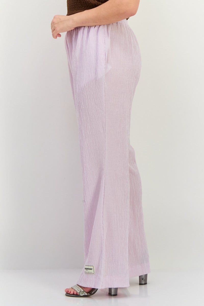 The Giving Movement Women Regular Fit Textured Palazzo Pants, Lilac  - Image 4