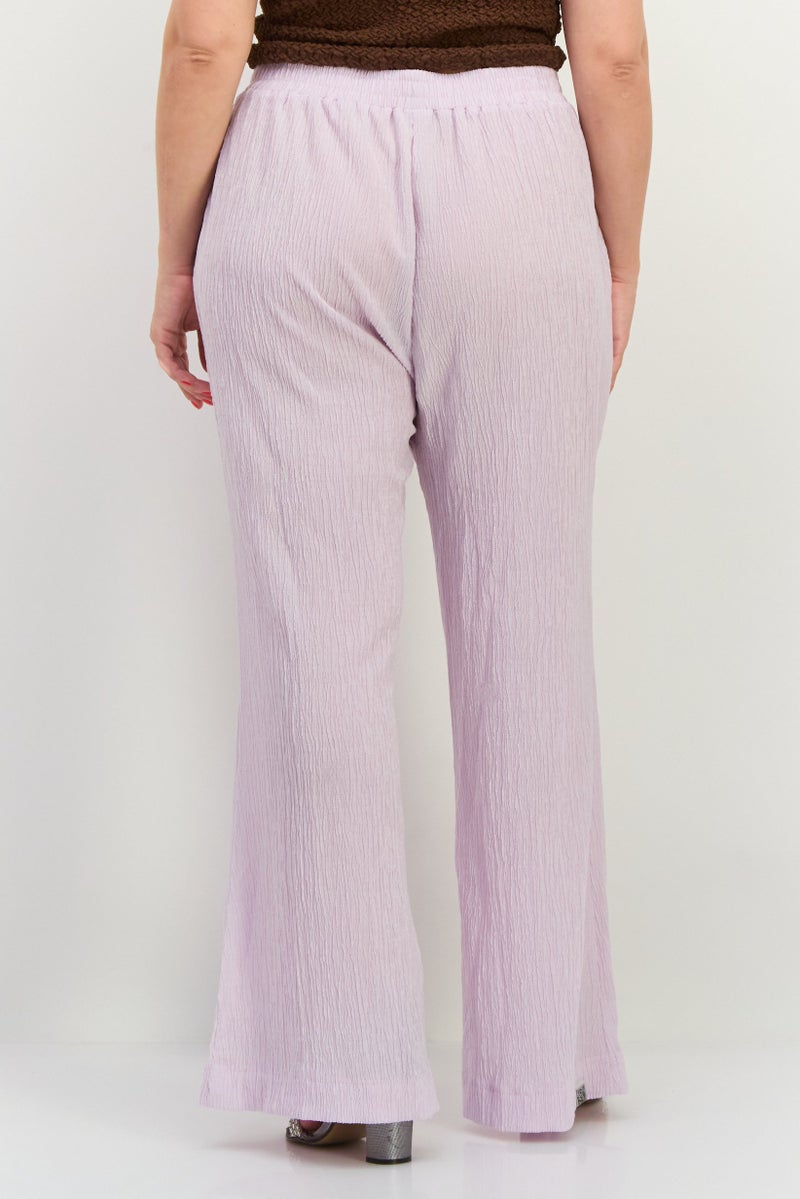 The Giving Movement Women Regular Fit Textured Palazzo Pants, Lilac  - Image 3