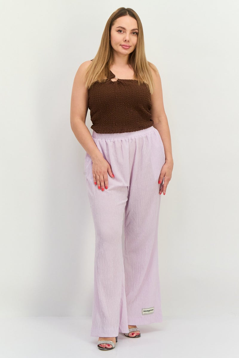 The Giving Movement Women Regular Fit Textured Palazzo Pants, Lilac  - Image 2