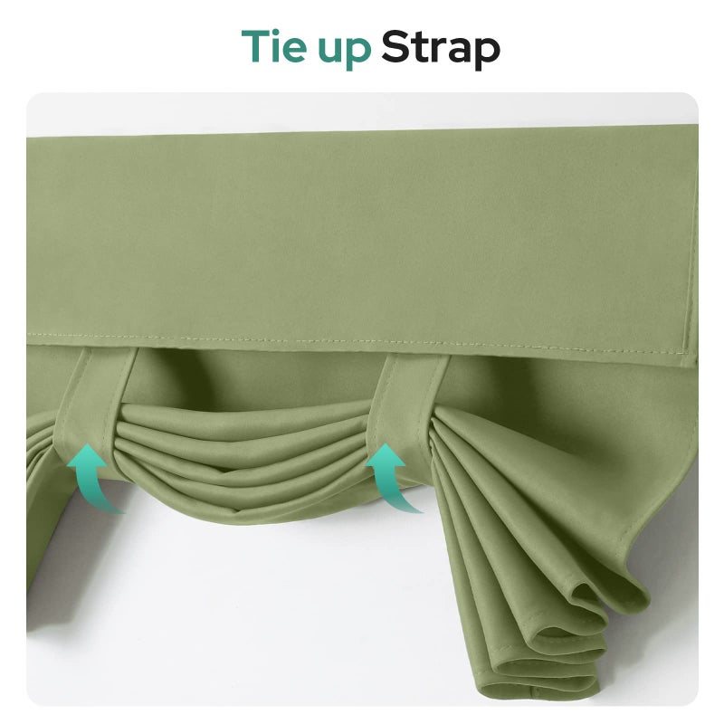 HOMEIDEAS HOMEIDEAS Sage Green French Door Curtains  Privacy Small Door Window Curtains  26 X 20 Inch French Door Shades for Front Door  Thermal Insulated Tie Up Shades Door Window Covering for Bedroom  1 Panel - Image 4