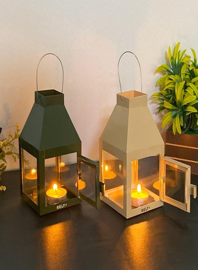 Rely+ Metal Candle Holder Lantern Decor Hanging Tealight Holder for Home Decoration Antique Collection Candle Lanterns 5.5 Inch Pack of 2 - Image 1
