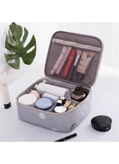 Wolpin Makeup Kit Storage Organizer Cosmetic Travel Toiletry Vanity Bag with Adjustable Compartment Zip Pocket Makeup Brush Holder, Waterproof Portable (24 x 20 x 8.5 cm) Gray Circles - pzsku/Z7ABABE31B0051EC0EFDBZ/45/_/1738306049/88ebc56c-84ac-4cf9-b70c-ee389db1843a