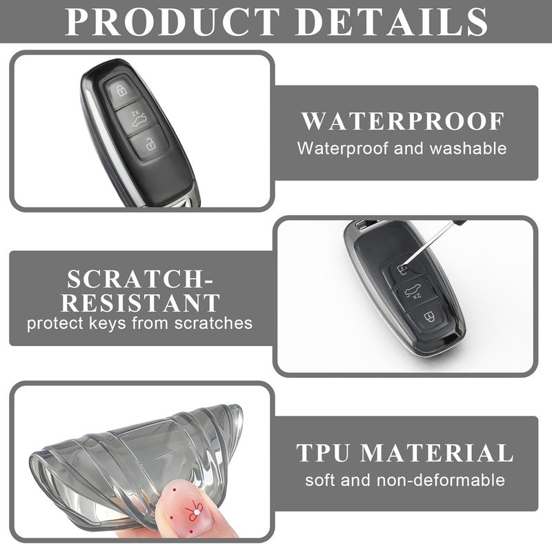 OFFCURVE Transparent Car Key Cover Case for Audi Models with Keychain - Image 2