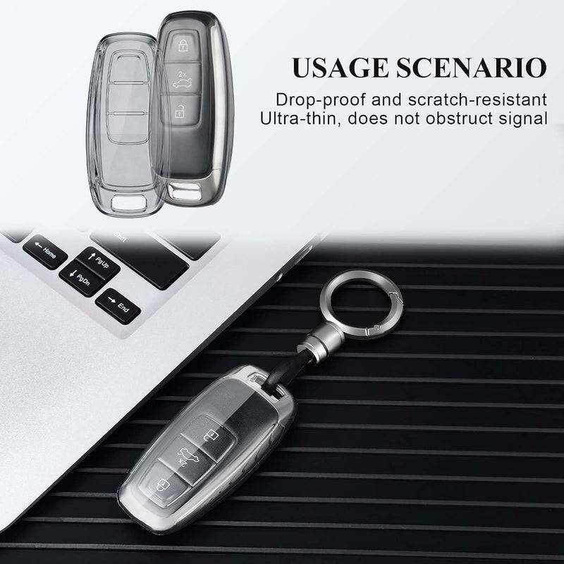 OFFCURVE Transparent Car Key Cover Case for Audi Models with Keychain - Image 5
