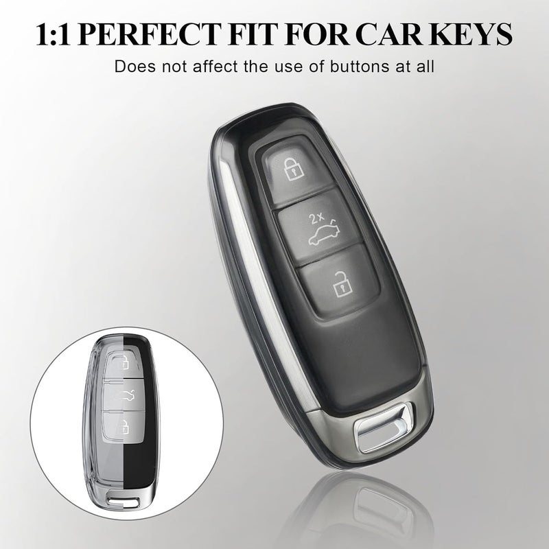 OFFCURVE Transparent Car Key Cover Case for Audi Models with Keychain - Image 3