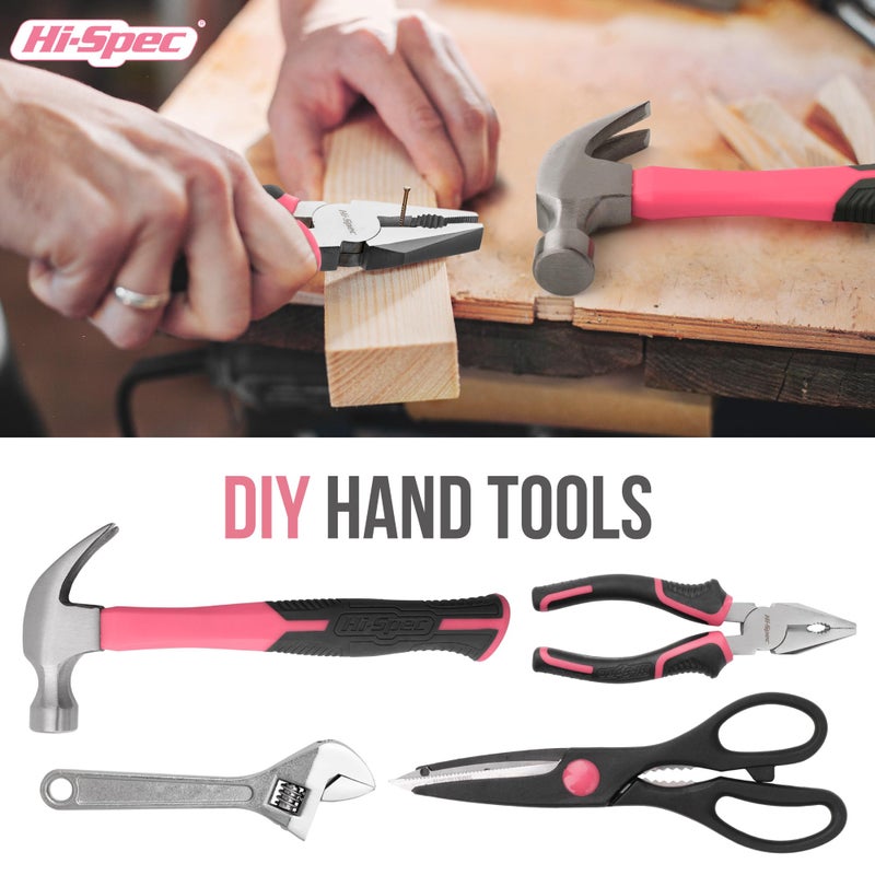 Hi-Spec 54pc Pink Tool Kit for Women – General Household DIY Tool Set. Pink Ladies Essential Hand Tools for Home, Apartment, Garage & Office Repairs with Plastic Toolbox Storage Case - Image 4