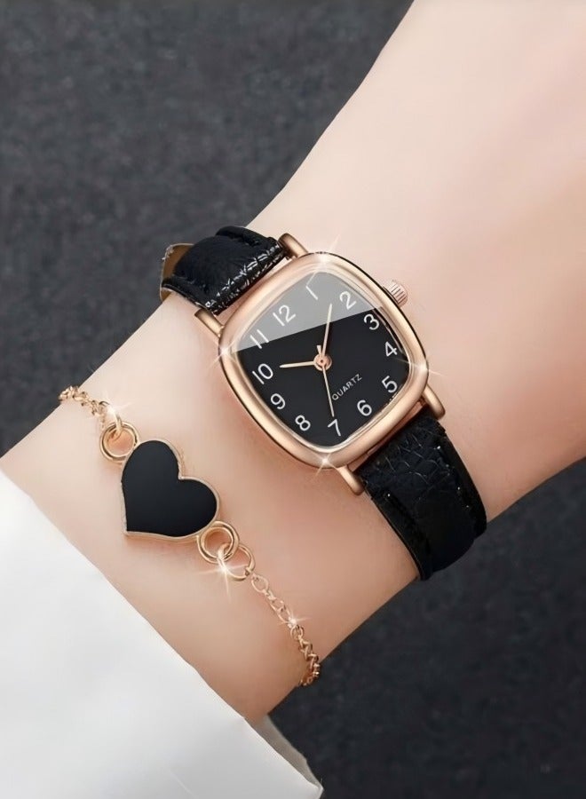 Women's Water-Resistant Leather Analog Watch Set - Classic Stylish Design for Business & Casual Wear - Elegant Ladies Wristwatch Gift for Her - Image 1