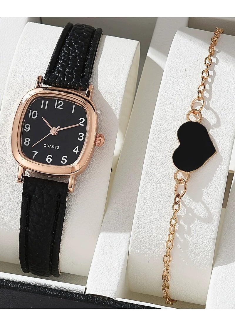 Women's Water-Resistant Leather Analog Watch Set - Classic Stylish Design for Business & Casual Wear - Elegant Ladies Wristwatch Gift for Her - Image 2