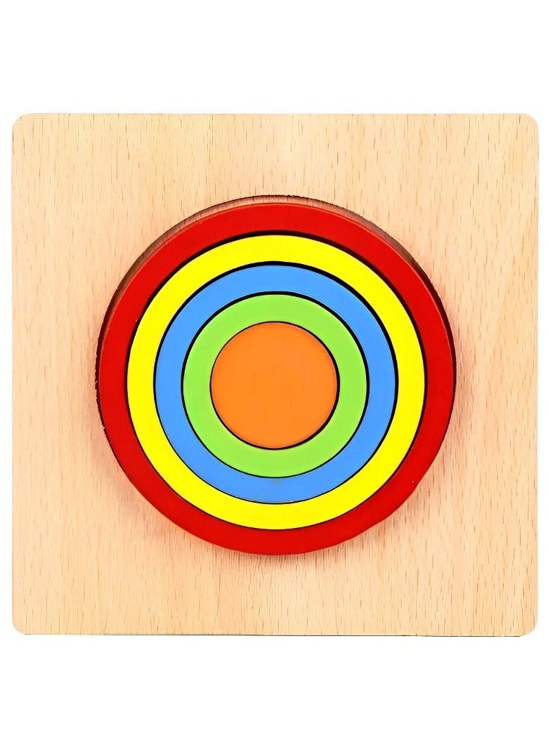 Wooden 3D Puzzles Geometric Forms for Toddlers, Teacher Parents Teaching Support Tools, Attractive Colors and Patterns, Montessori Motor Skill Developmental Toys, Ideal Gifts for Kids (Circle Shape) - Image 1