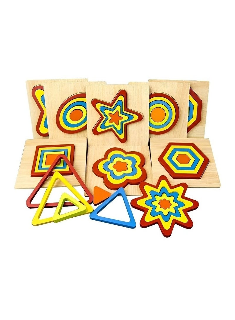 Wooden 3D Puzzles Geometric Forms for Toddlers, Teacher Parents Teaching Support Tools, Attractive Colors and Patterns, Montessori Motor Skill Developmental Toys, Ideal Gifts for Kids (Circle Shape) - Image 3