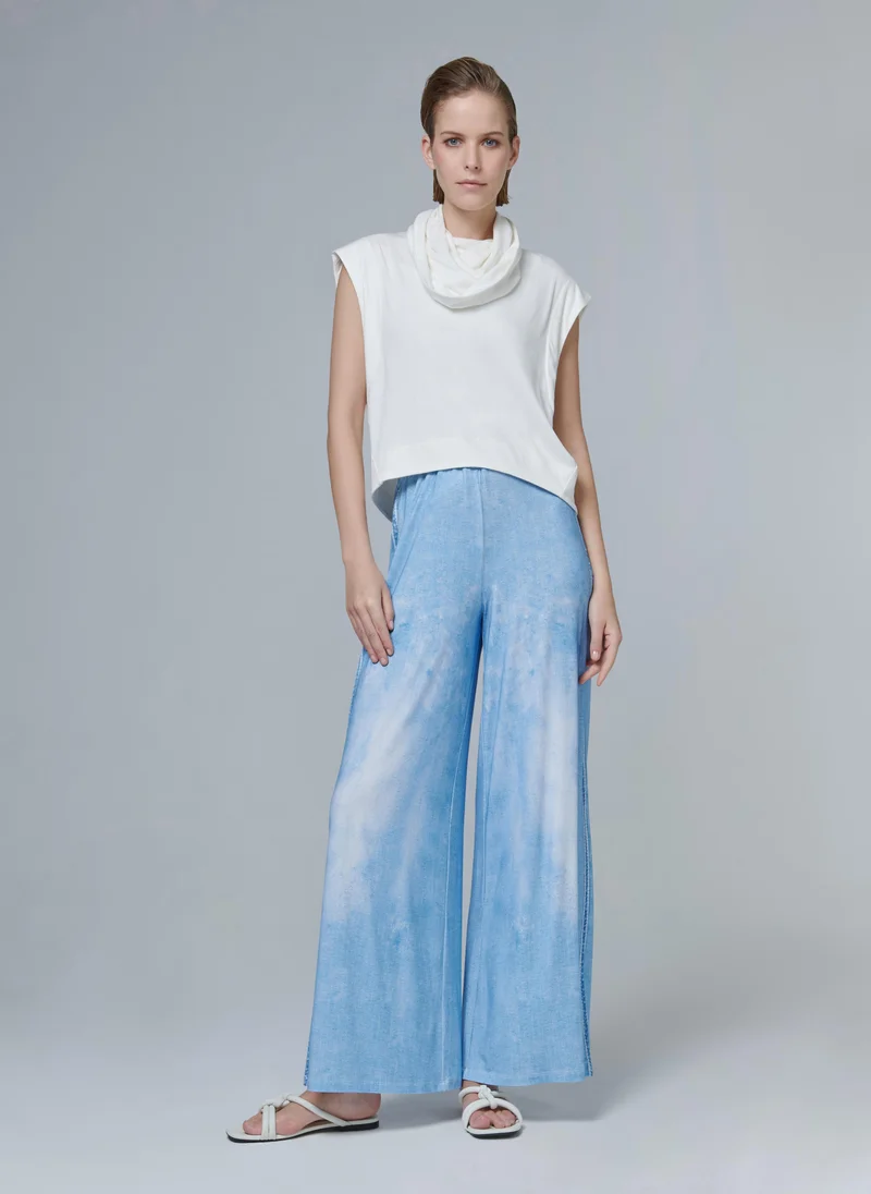 leem Denim-Effect Wide-Leg Trousers
