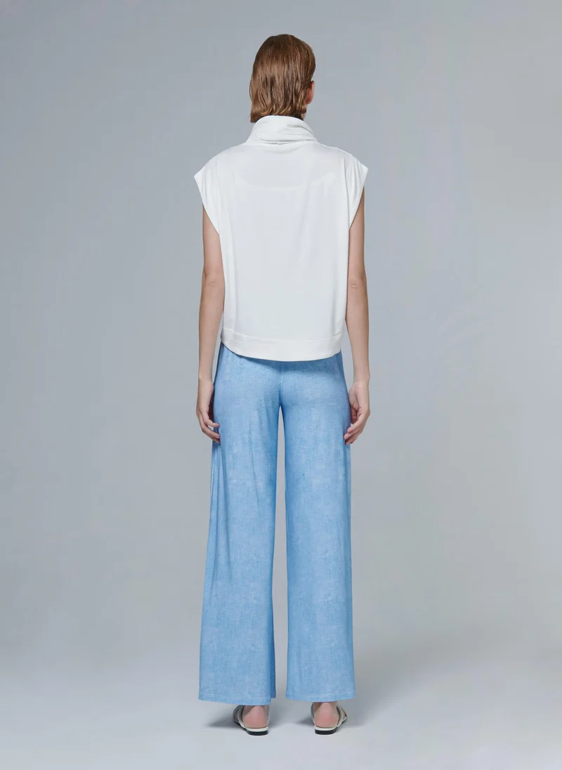 leem Denim-Effect Wide-Leg Trousers