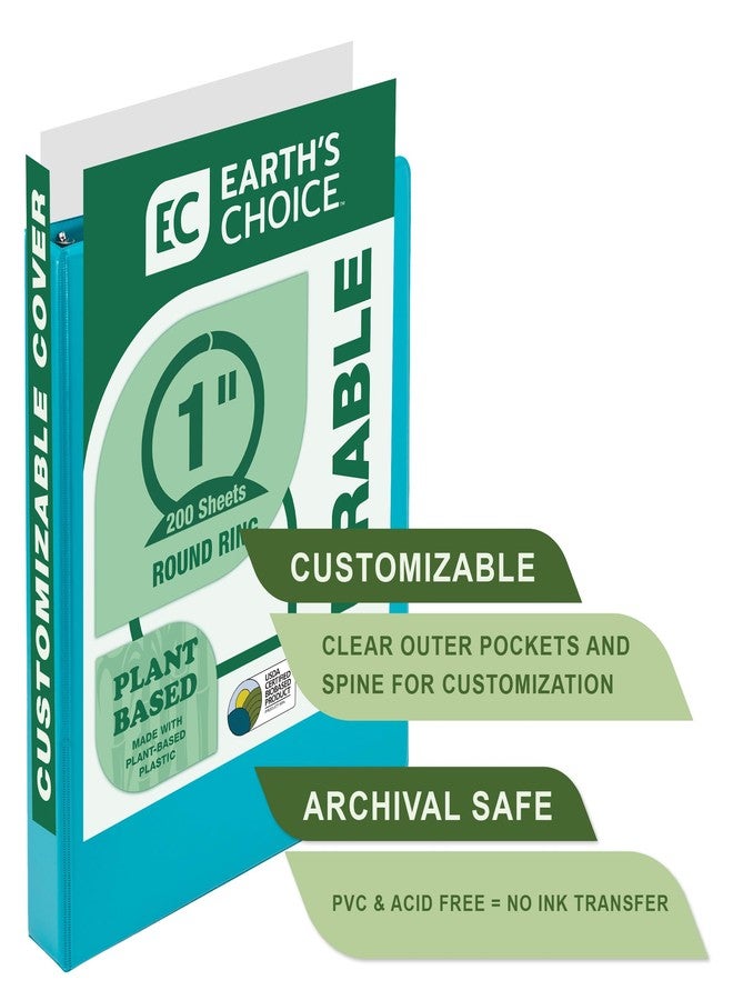 سامسيل حلقة دائرية متينة من سامسيل، مصنوعة من مواد نباتية، قطرها بوصة واحدة، صنع في الولايات المتحدة الأمريكية، لعرض المجلدات، صديقة للبيئة، معتمدة من وزارة الزراعة الأمريكية كمواد حيوية، عبوة من قطعتين، لون فيروزي - Image 3