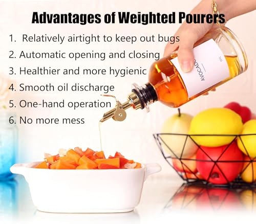Pafusen 2 Pack Auto Flip Olive Oil Dispenser Spout, Liquor Pour Spout, Oil Dispenser Top, Easily Turn Your Bottles into Dispensers for Liquor, Vinegar, Oils, Weighted Pourer, Silvers - Image 2